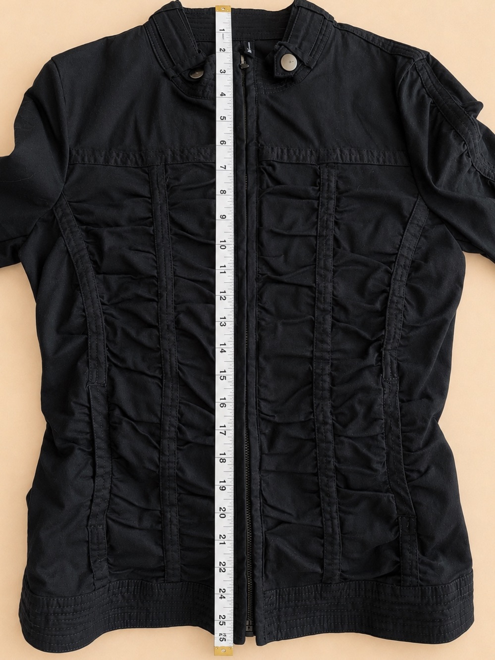 MNG By Mango Black Women’s Ruched Zip-Front Jacket Size Small NWOT - Picture 7 of 11